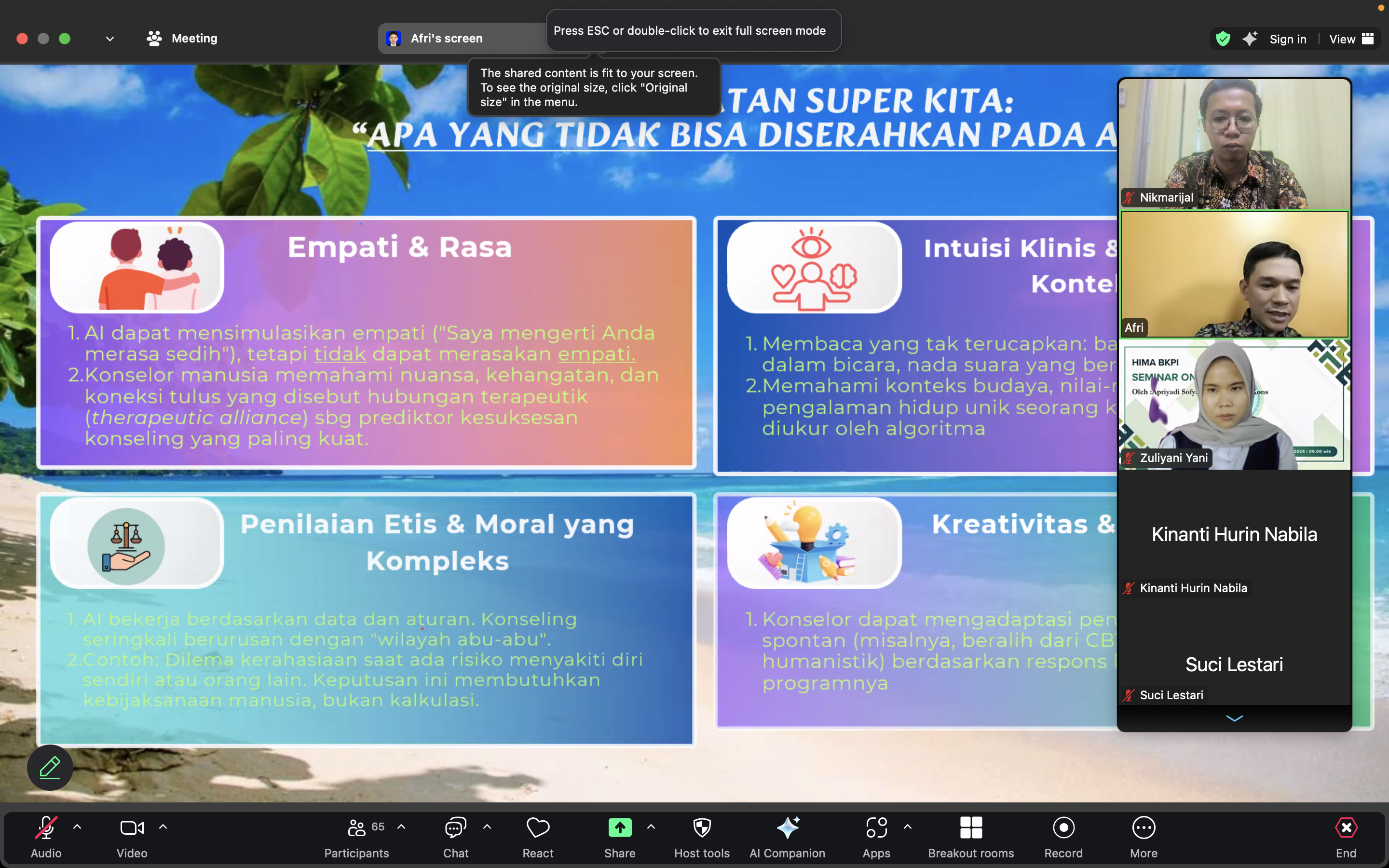 Hima BKPI Gelar Webinar “Meneguhkan Peran Konselor di Era Digital: Jangan Serahkan Semua pada AI”