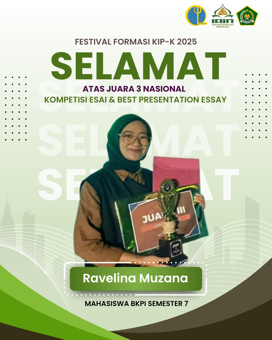 Lomba Esai: Mahasiswi BKPI Raih Juara 3 dan Best Presentation di Festival Formasi KIP-K 2025