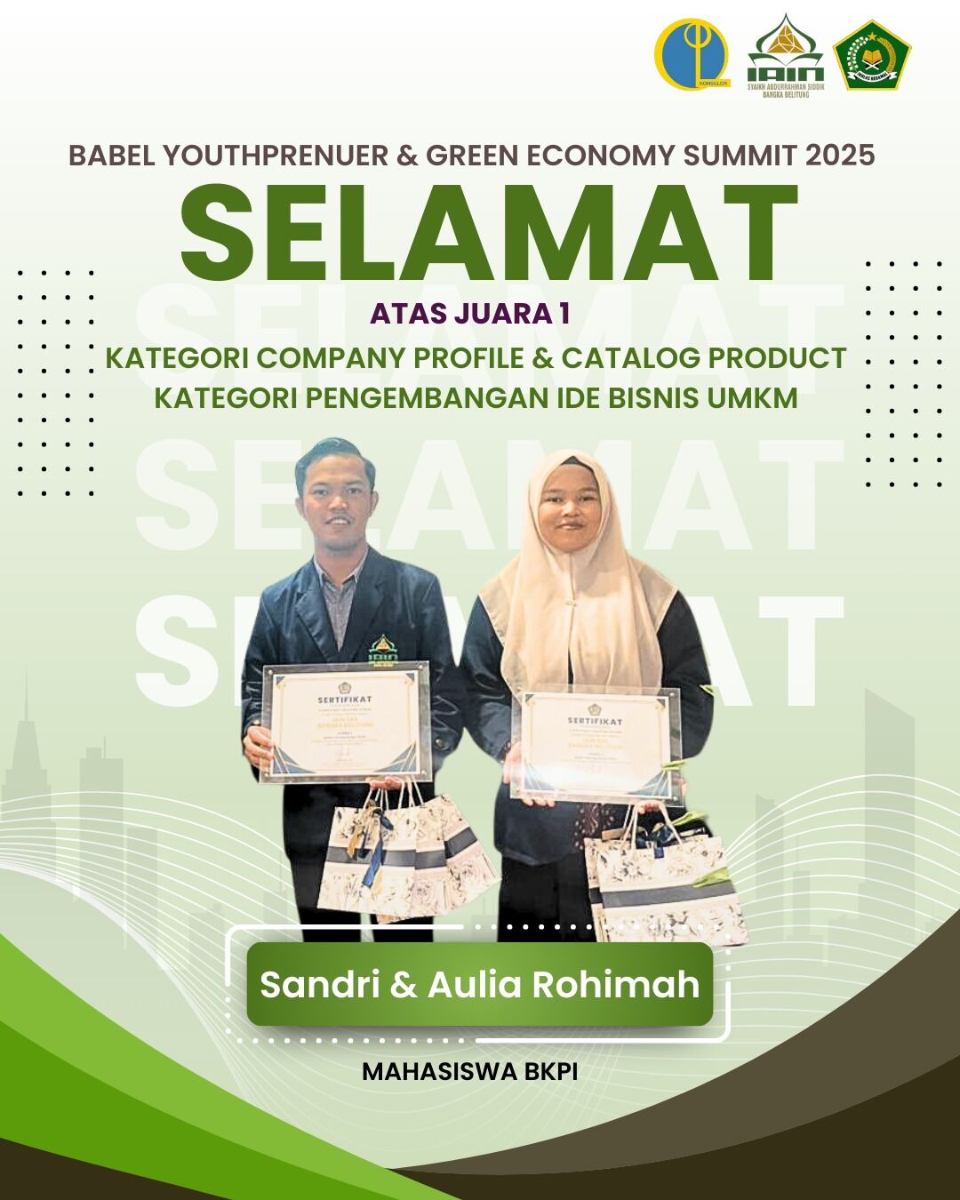 Mahasiswa BKPI Raih Juara 1 di Ajang Babel Youthpreneur & Green Economy Summit 2025