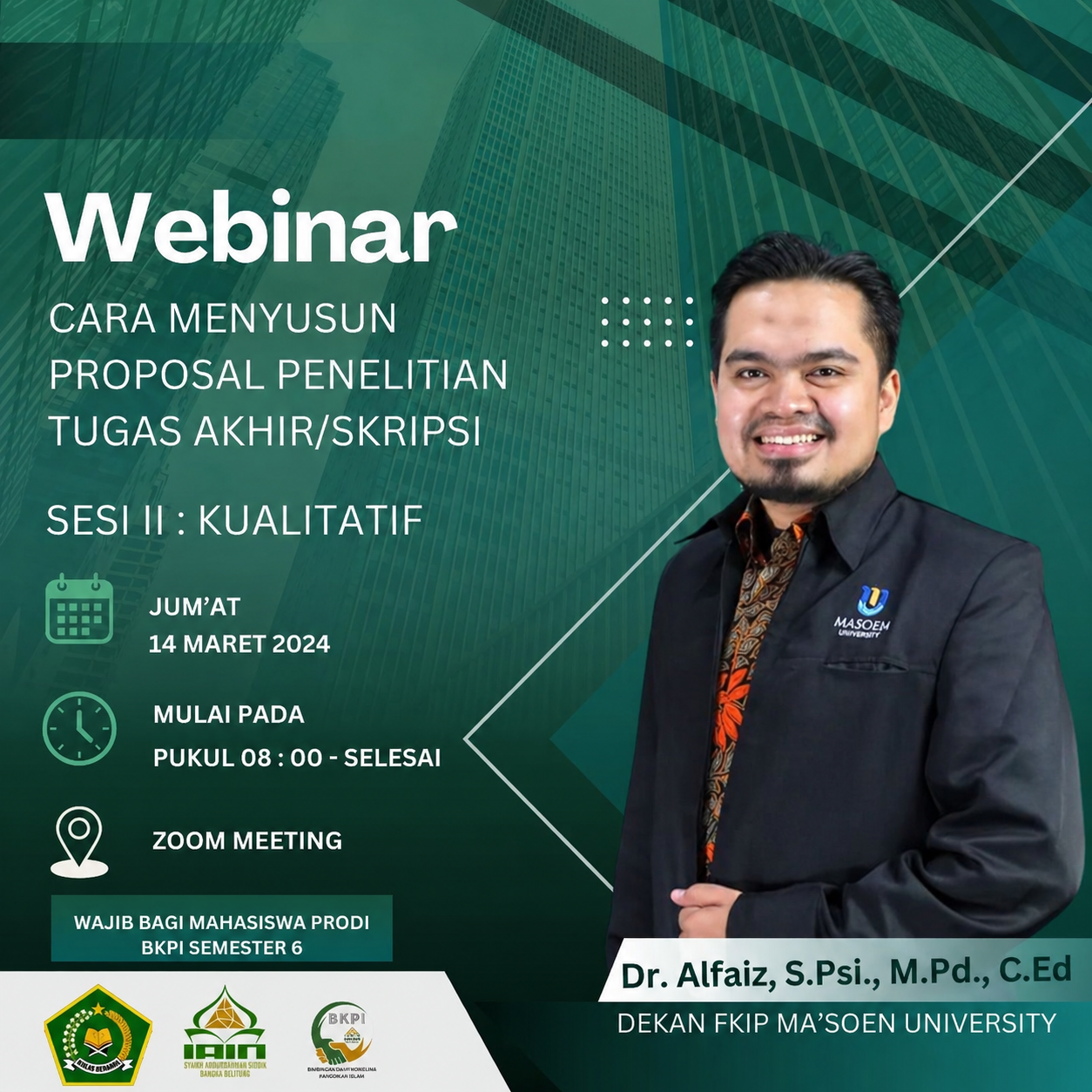 Webinar BKPI IAIN SAS Babel Bahas Penyusunan Proposal Skripsi Kualitatif